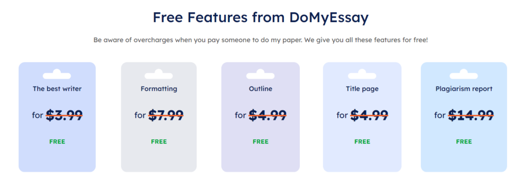 Free features at DoMyEssay