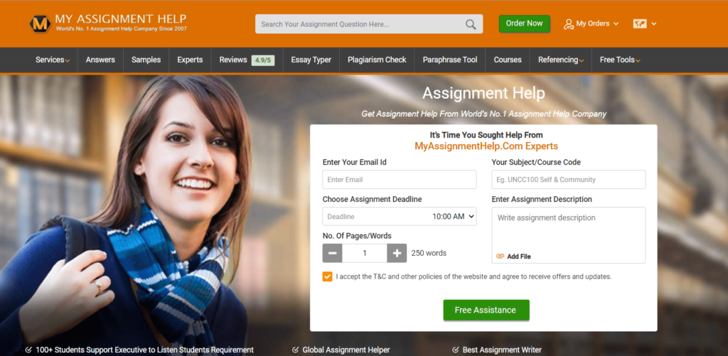 Main page at MyAssignmentHelp