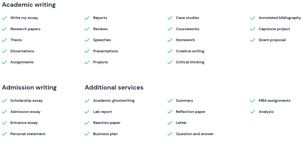Types of services at CustomWritings